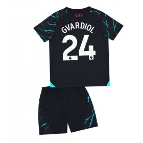 Manchester City Josko Gvardiol #24 Tredje Kläder Barn 2023-24 Kortärmad (+ Korta byxor)